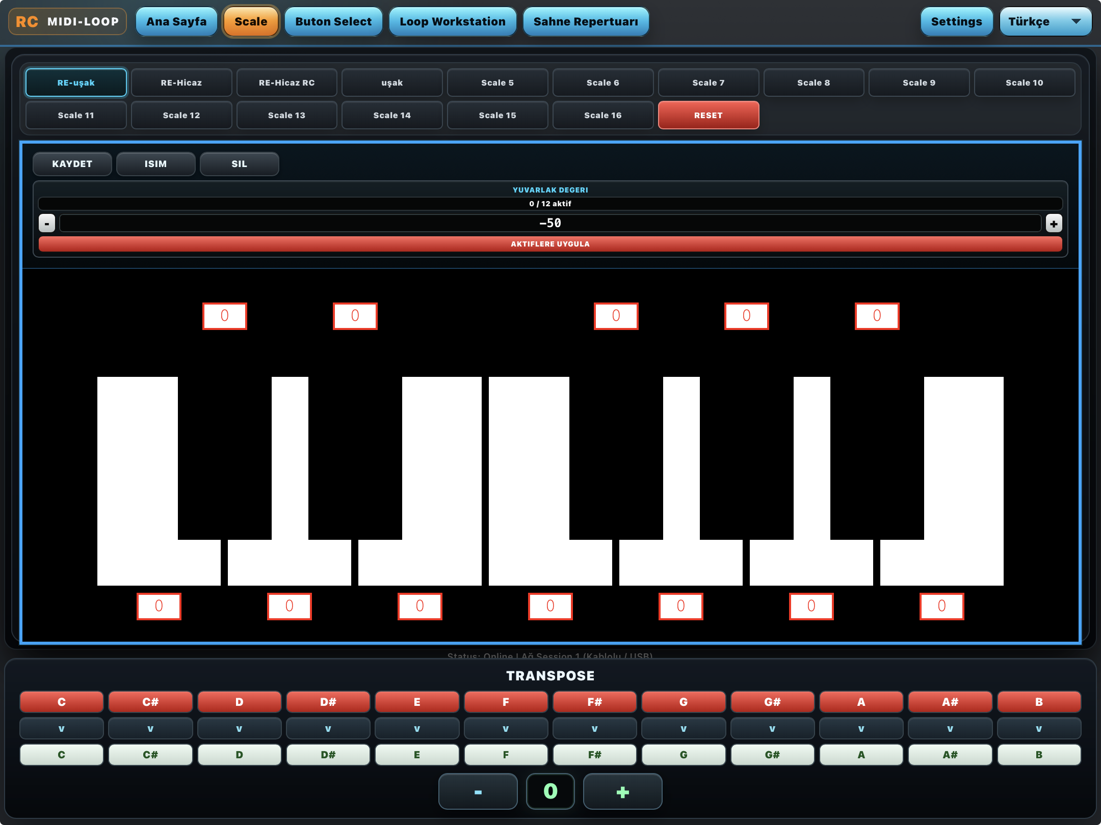 MIDI LOOP BUTTON — Scale ve Transpose