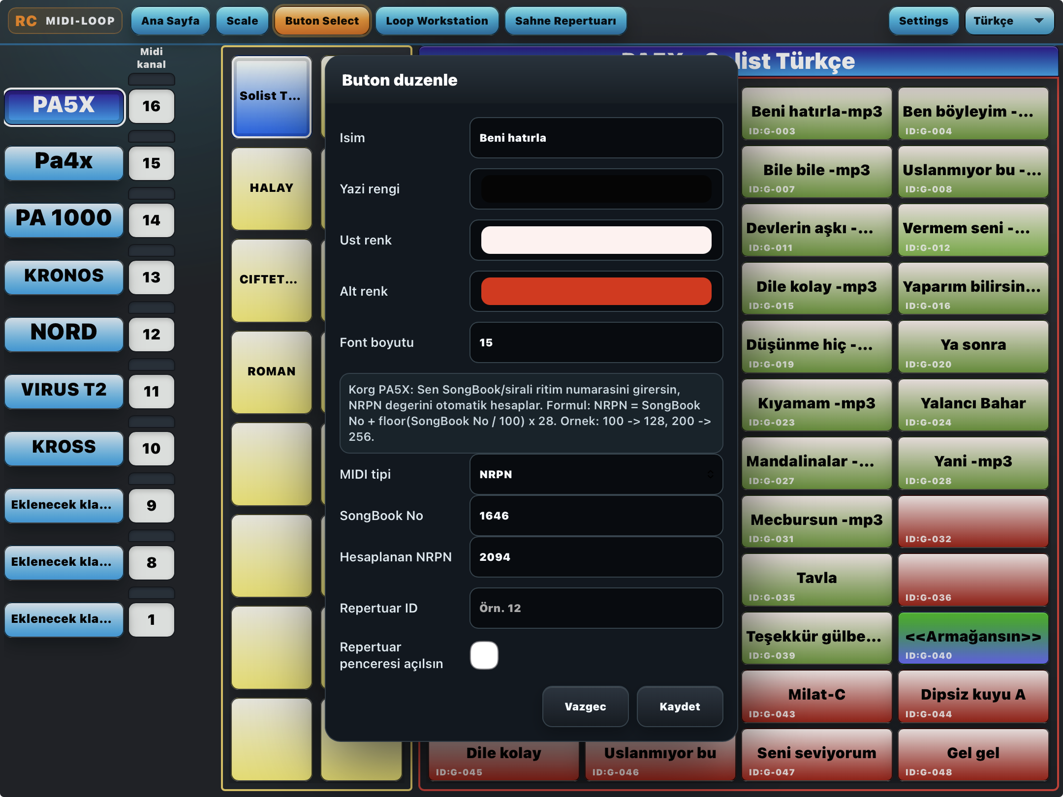 MIDI LOOP BUTTON — Performans Komutu Düzenleme