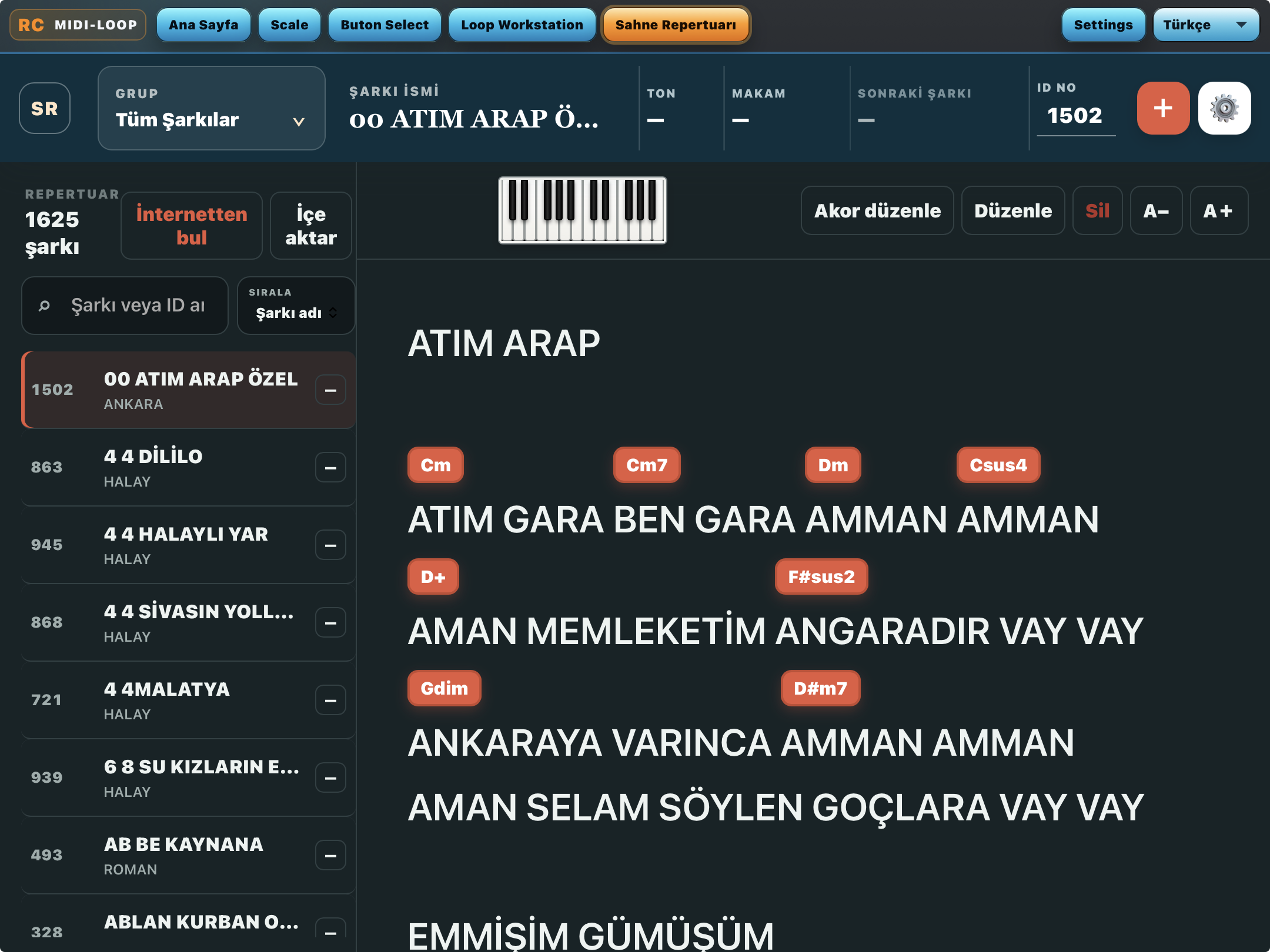 MIDI LOOP BUTTON — Sahne Repertuarı